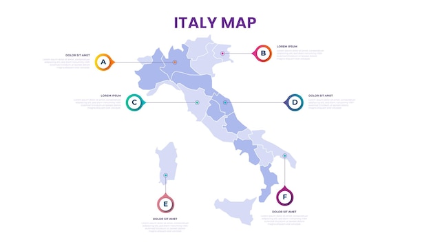 Um mapa da Itália Ilustração vetorial infográfica da Itália com dados e informações sobre o país
