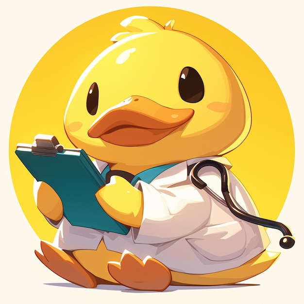 Vetor um médico pato trabalhador estilo desenho animado