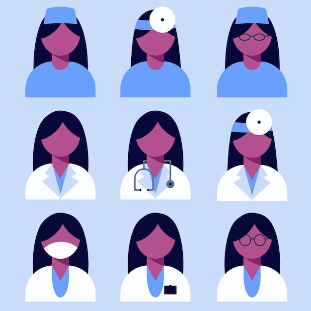 Um médico um enfermeiro negro de uniforme mulher em estilo simples ilustração vetorial