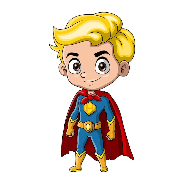 Vetor um menino bonito vestindo um traje de super-herói.