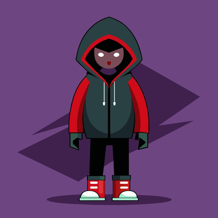 Vetor um menino com uma jaqueta vermelha e um capuz