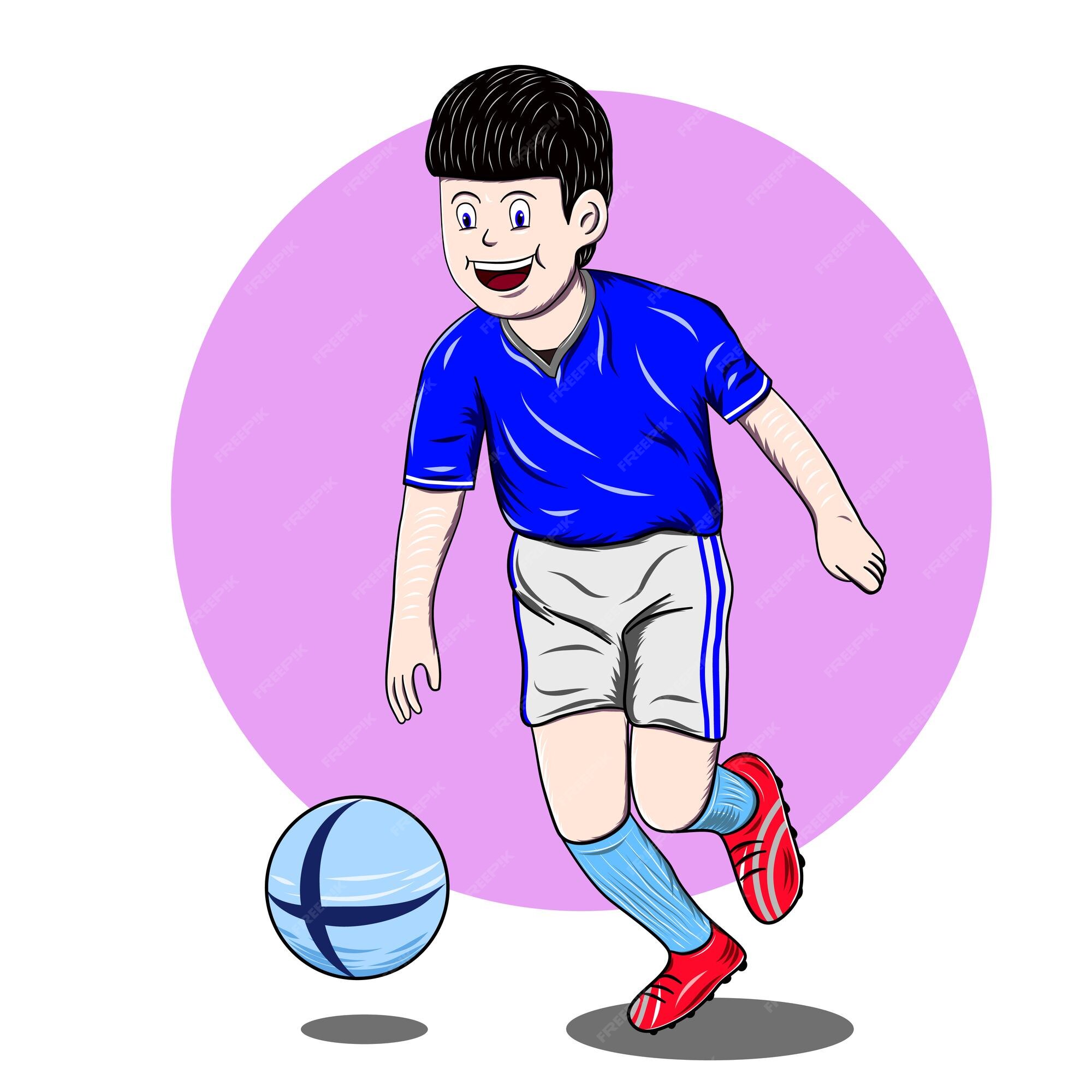 Menino E Jogador De Futebol Adulto Jogando Futebol, Escolha Do Conceito De  Profissão, Ilustração Vetorial Dos Desenhos Animados, Com Espaço Para  Texto. Jogador De Futebol Profissional E Menino Jogando Futebol  Ilustraciones svg