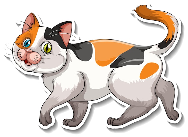 Vetor um modelo de adesivo de um personagem de desenho animado de gato