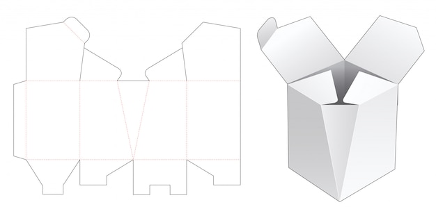 Um modelo de corte e vinco de caixa chanfrada