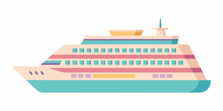 Vetor um modelo de um navio de cruzeiro chamado rosa e azul