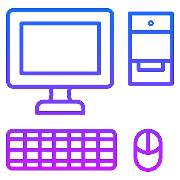 um monitor de computador e um teclado são mostrados com um fundo azul e rosa