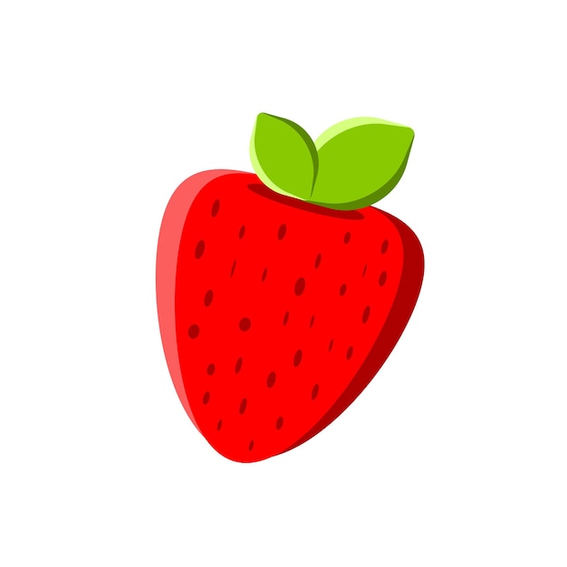 Vetor um morango vermelho com uma folha verde nele ícone de vetor de frutas