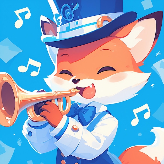 Vetor um músico de raposa inteligente estilo desenho animado