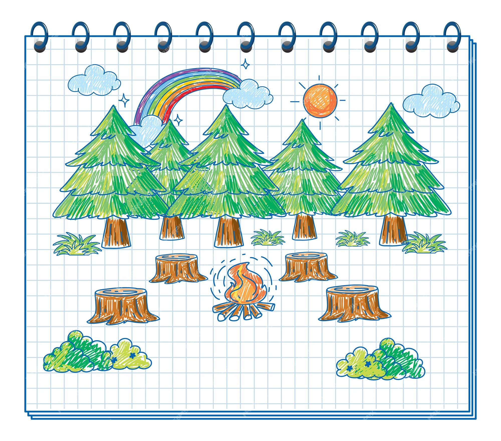 Um caderno com um desenho de esboço de doodle na capa