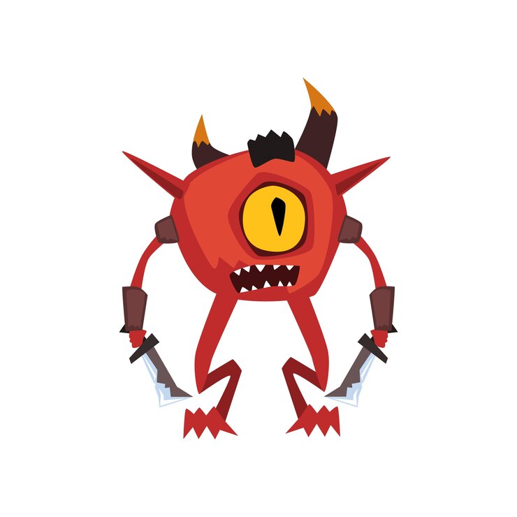 Vetor um olho guerreiro monstro fantasia criatura mágica personagem vetor ilustração sobre um fundo branco