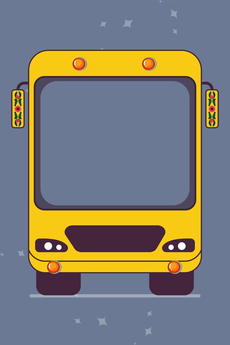 Vetor um ônibus amarelo com a palavra ônibus na frente cabine de fotos do ônibus