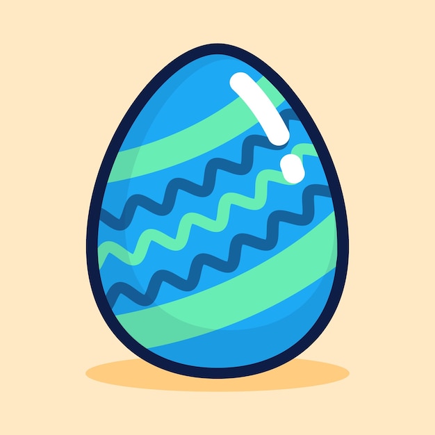 Vetor um ovo de páscoa azul com um padrão azul nele.