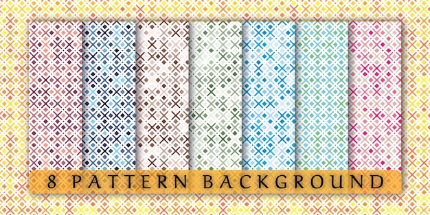 um padrão 8 definido com azul colorido, verde, ouro, rosa e roxo