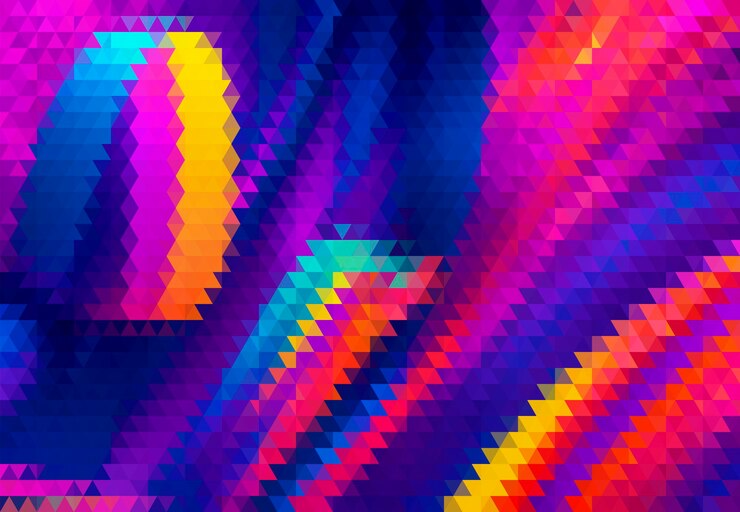Vetor um padrão abstrato colorido com triângulos e quadrados