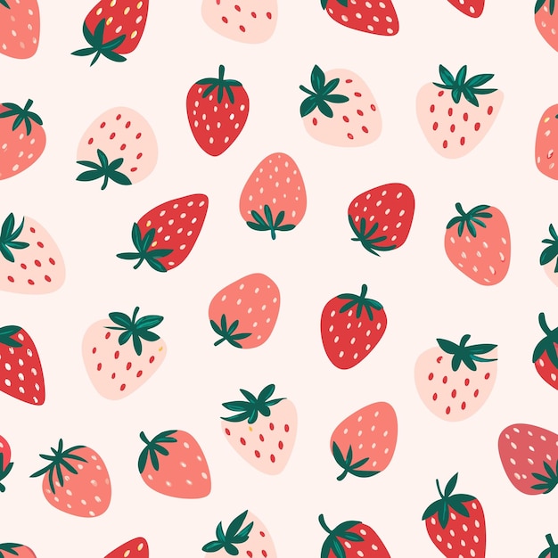 Um padrão bonito de morango sem costura