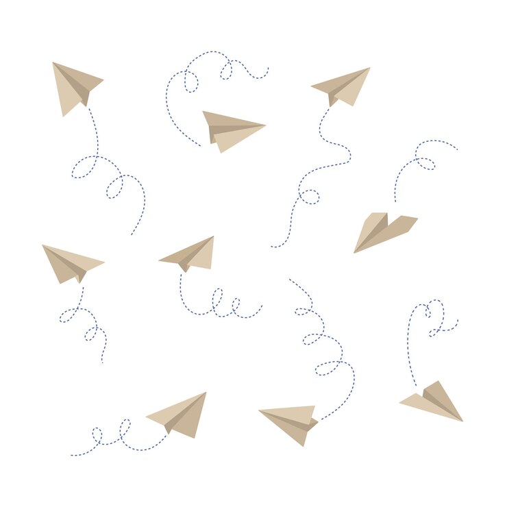Vetor um padrão de avião de papel com as palavras "eu amo" na parte inferior.