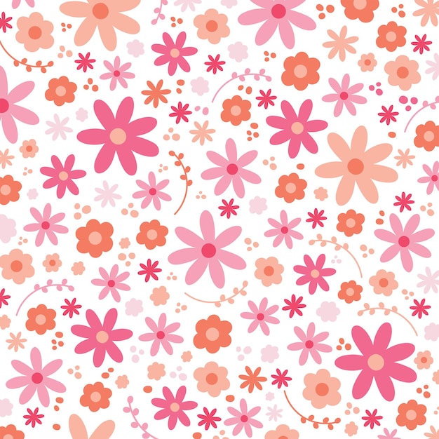 Um padrão de flores rosa e laranja papel de parede de flor rosa primavera e verão estampa floral vetor