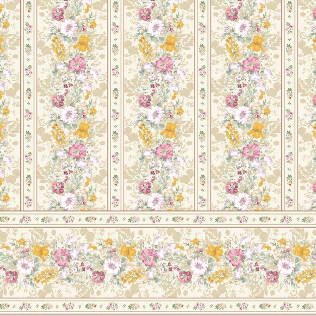 Um padrão floral sem costura com uma borda floral.