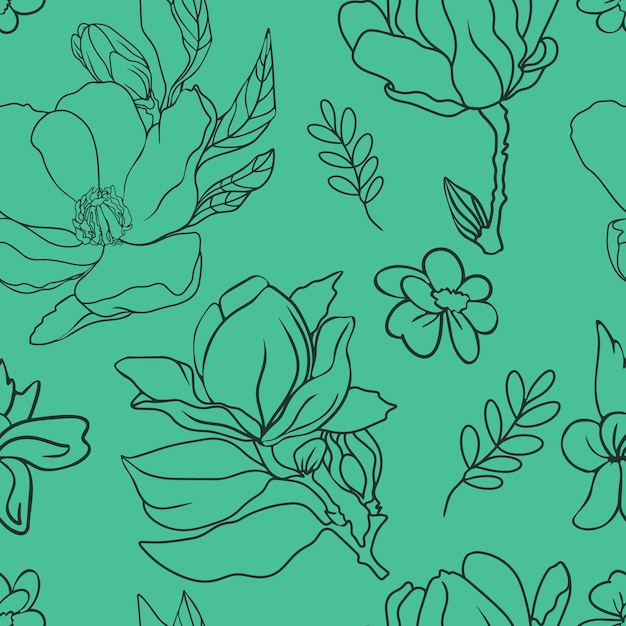um padrão sem costura com flores e folhas