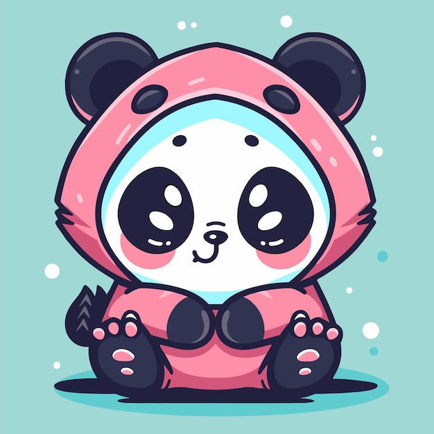 Um panda de desenho animado vestindo uma jaqueta rosa