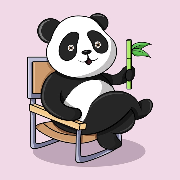 Um panda está sentado relaxado