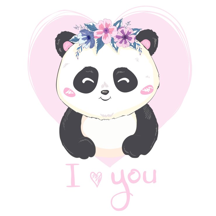 Vetor um panda gigante bonito dos desenhos animados está sentado no chão