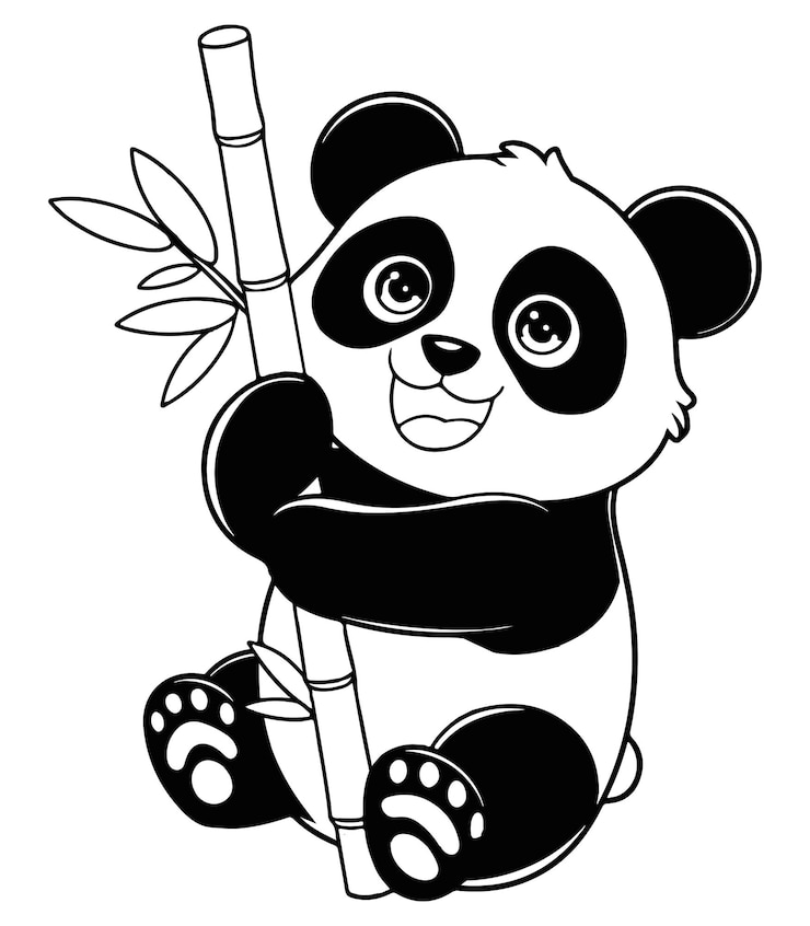 Vetor um panda segurando um lápis e um lápis com um lápis nele