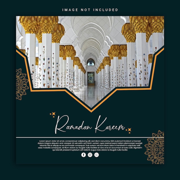 Um panfleto para a oração do ramadã com uma foto de uma mesquita e um texto que diz ramadã