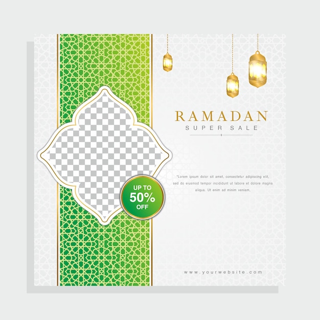 Um panfleto para a super venda do ramadã com uma etiqueta de preço.