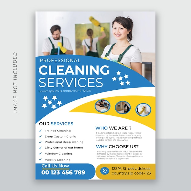 Vetor um panfleto para serviço de reparo doméstico com um homem e uma mulher em laranja e branco