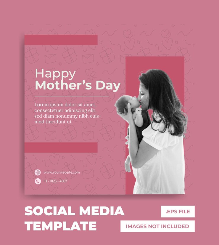 Vetor um panfleto rosa e branco para um modelo de mídia social.