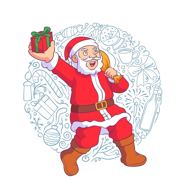 um papai noel distribuindo presentes