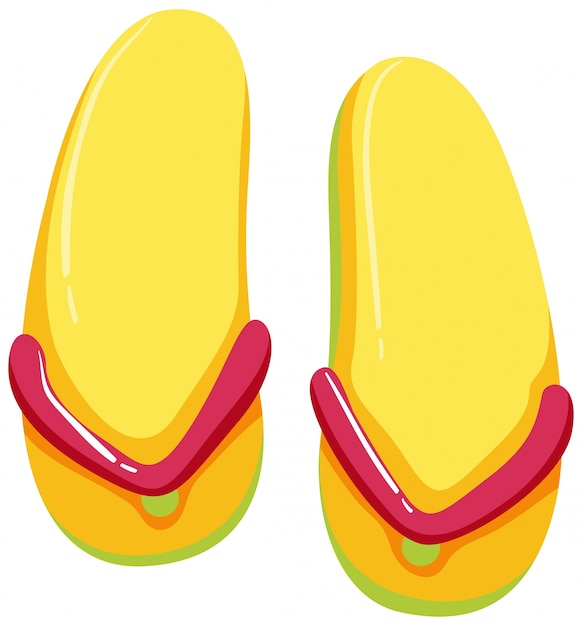 Um par de sandália amarela