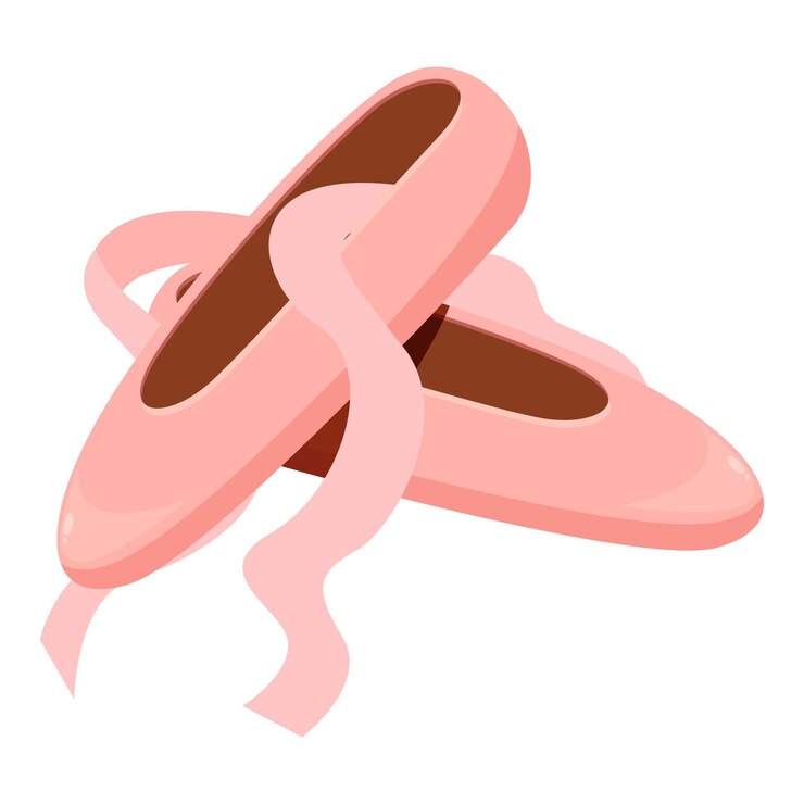 Vetor um par de sapatos de ballet cor-de-rosa com fitas de cetim para a aula de dança