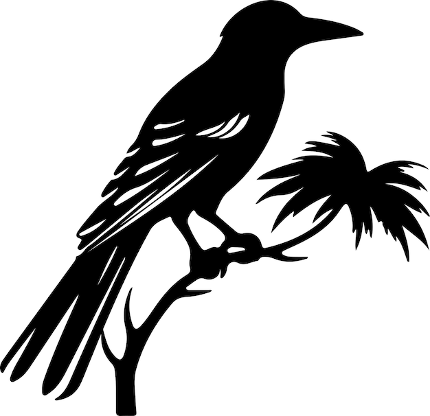 Vetor um pássaro preto com uma palmeira no topo