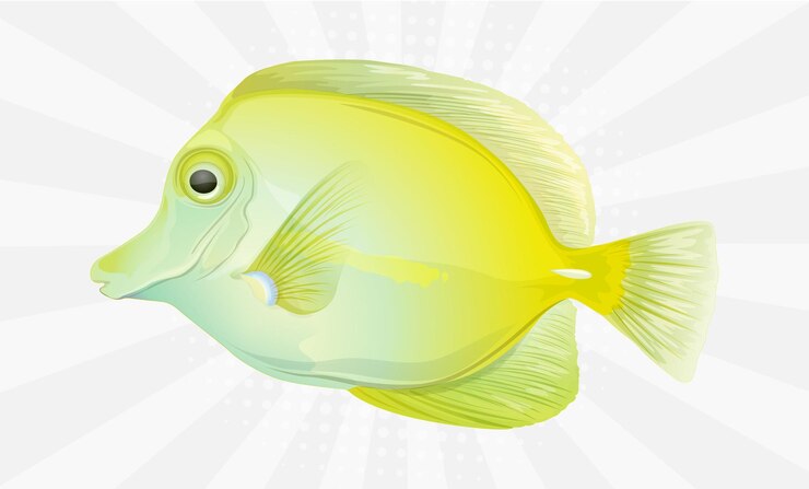 Vetor um peixe amarelo com fundo azul
