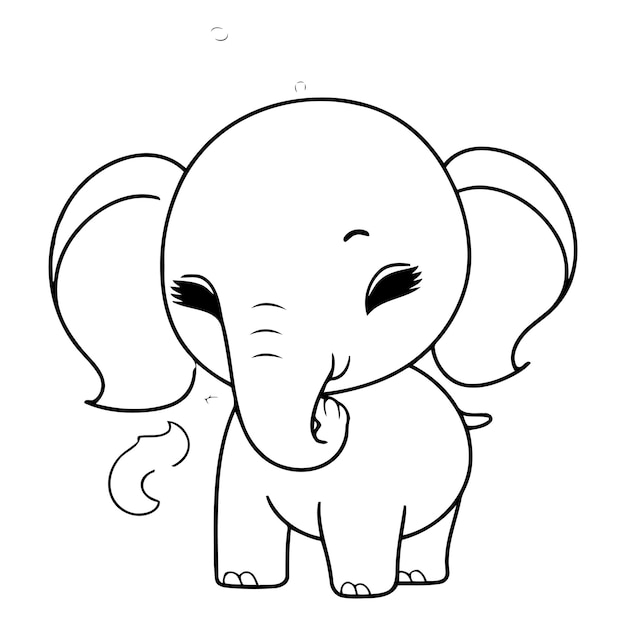 Vetor um pequeno elefante bonito de um personagem de pequeno elefante.