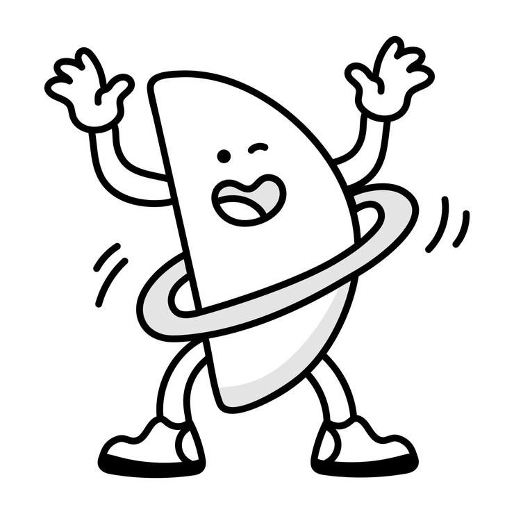 Vetor um personagem de desenho animado com um chapéu branco e um fundo preto e branco