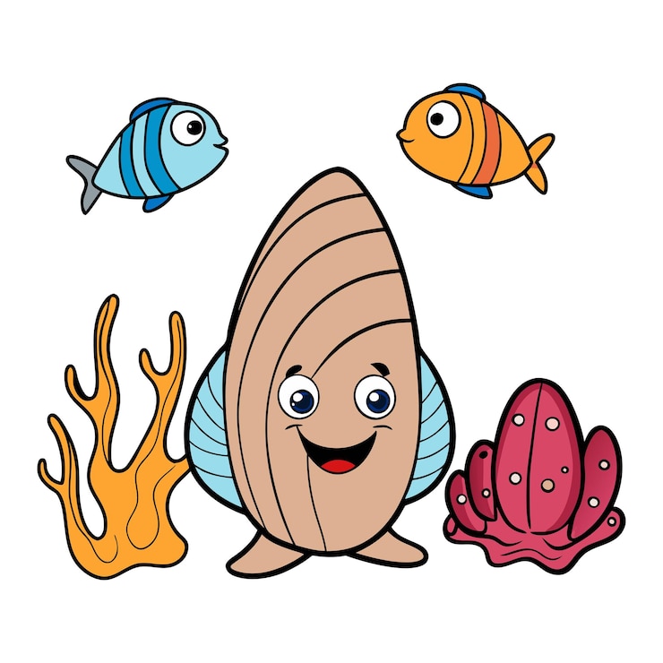 Vetor um personagem de desenho animado com um peixe e um peixe nele