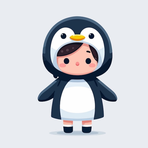 Vetor um personagem de desenho animado com um pinguim no peito