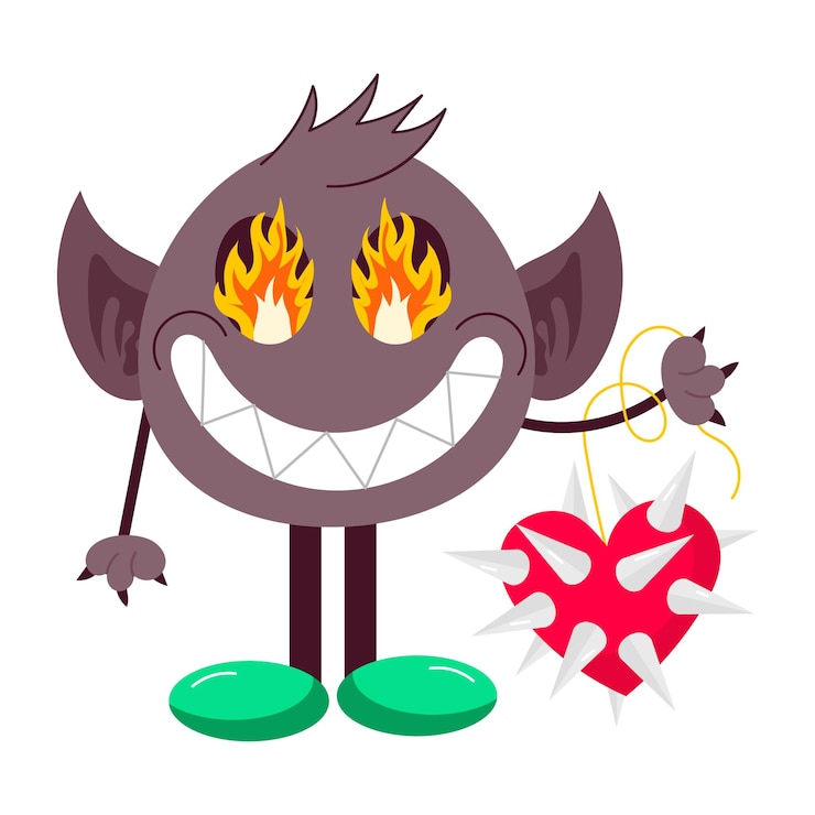 Vetor um personagem de desenho animado com um rosto de diabo e uma estrela vermelha no meio