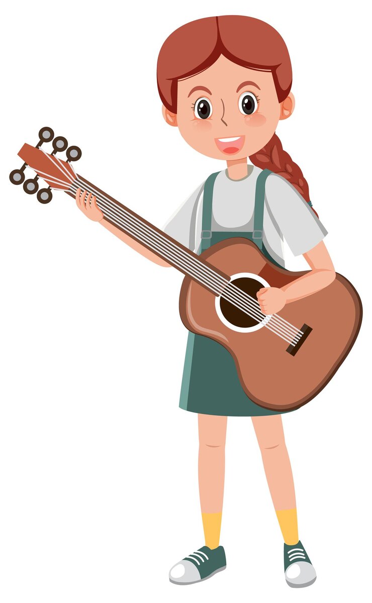 Vetor um personagem de desenho animado de músico feminino em fundo branco