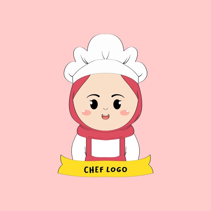 Um personagem de desenho animado de um chef com uma fita amarela.