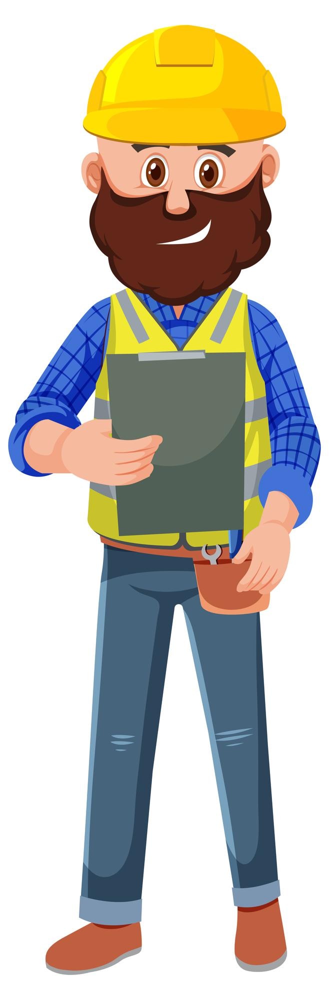 Vetor um personagem de desenho animado do empreiteiro em fundo branco