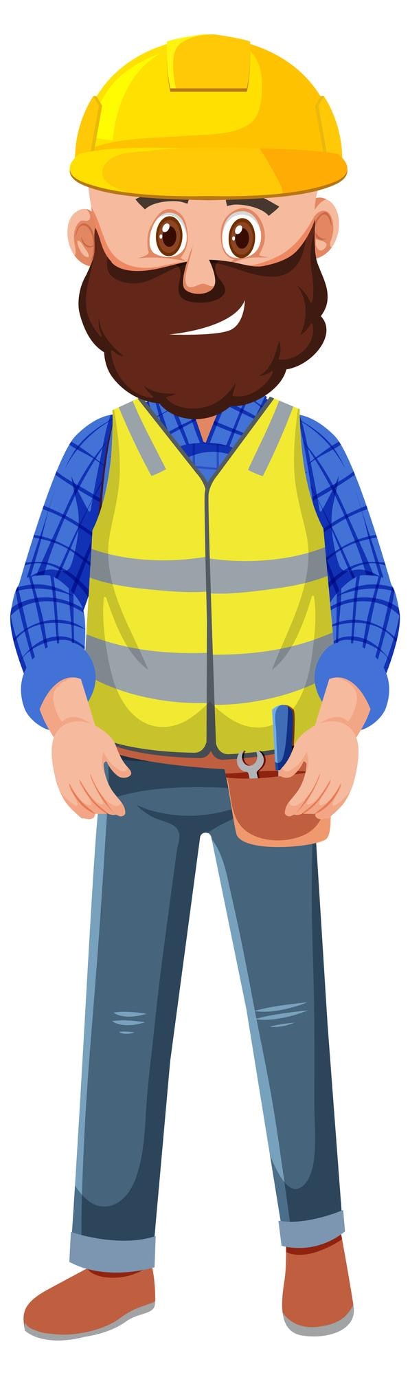 Vetor um personagem de desenho animado do empreiteiro em fundo branco