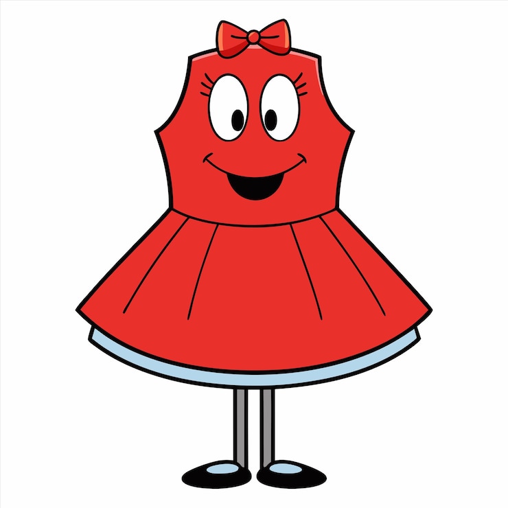 Vetor um personagem de desenho animado vermelho com um vestido vermelho e um laço vermelho