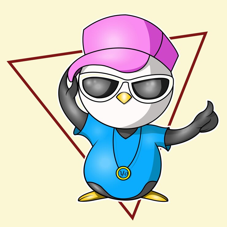 Vetor um pinguim é um rapper de estilo elegante