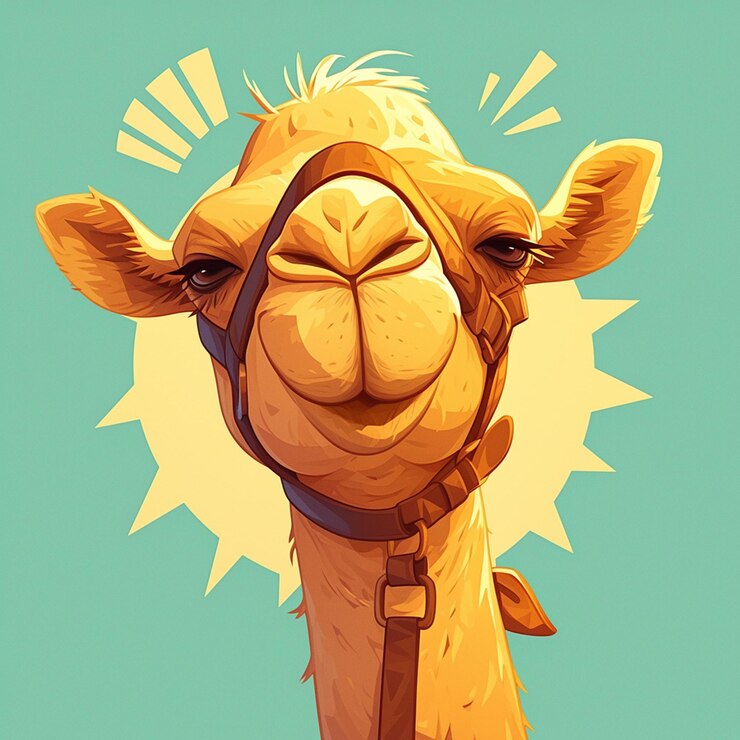 Vetor um pintor de camelos alto estilo desenho animado