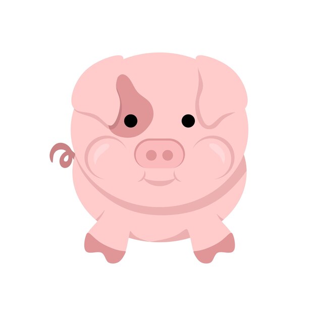 Um porco com nariz grande senta-se sobre um fundo branco.