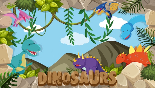 Um quadro de dinossauros